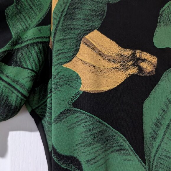 Ganni | Banana Print Ruched Jersey Mini Dress - Picture 12 of 14